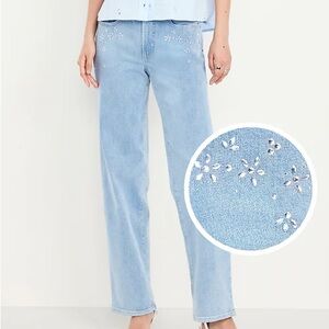 Old Navy NEW WITH TAGS discontinued high rise OG loose jeans w/ embellishments